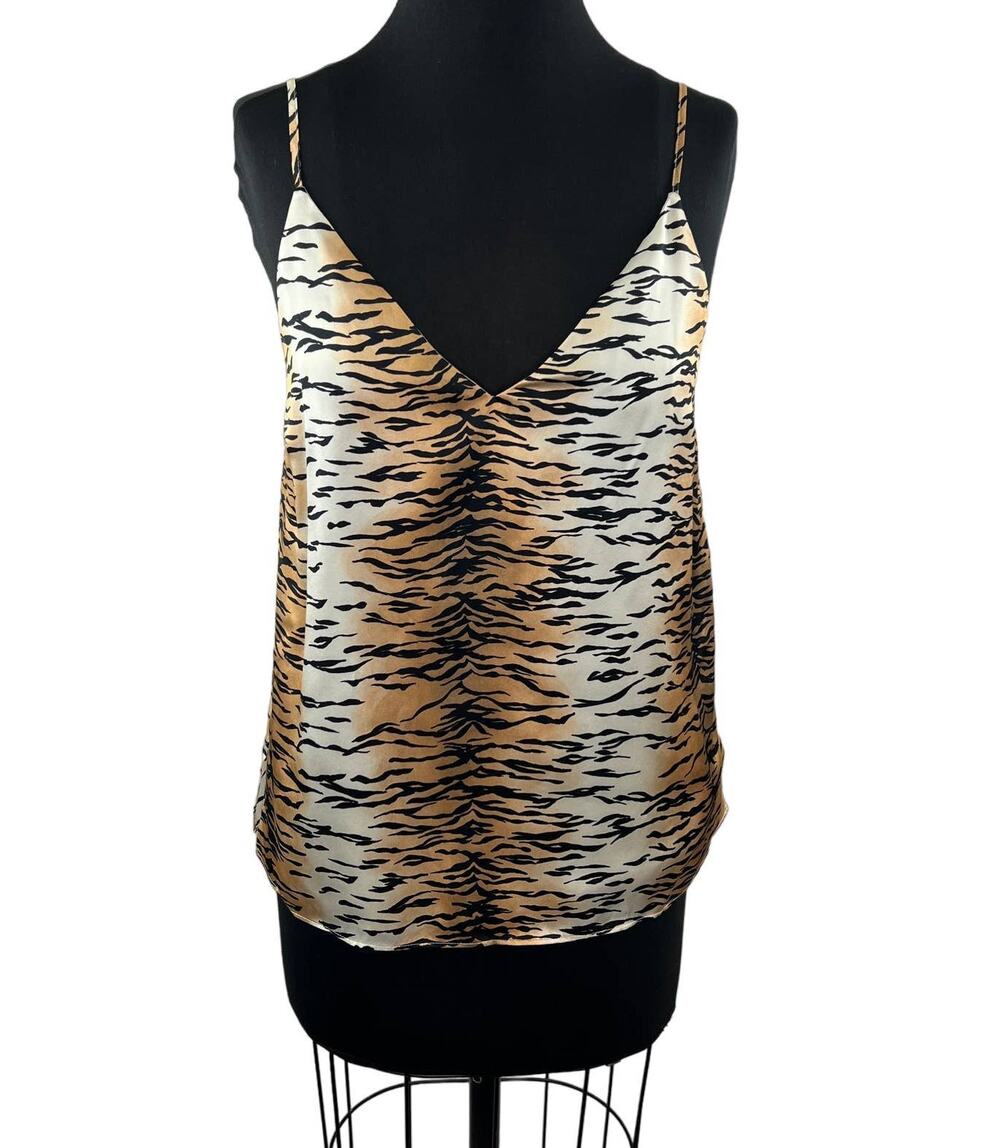 Cami NYC Brown Leopard Print Silk V-Neck Cami Spaghetti Strap Tank Camisole S